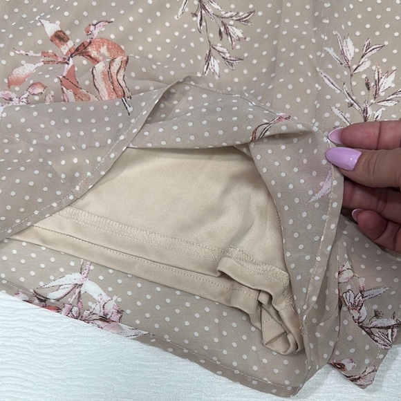 Cream with white Polka Dot shorts one piece Jumper flutter sleeve summer NWT - Picture 5 of 9